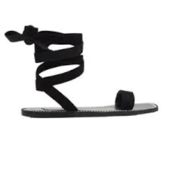 Steve Madden Roza Ankle Tie Flat Sandal with Rhinestone Accents - Picture 1 of 6